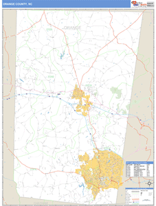Orange County, North Carolina Zip Code Wall Map