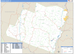 Orange County, Vermont Zip Code Wall Map