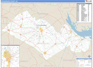 Orangeburg County, South Carolina Zip Code Wall Map