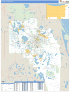 Orlando, Florida Metro Area Wall Map