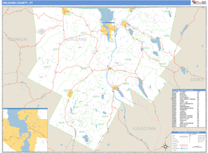 Orleans County, Vermont Zip Code Wall Map