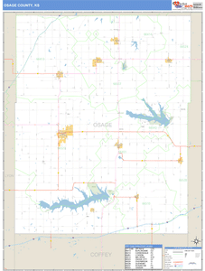 Osage County, Kansas Zip Code Wall Map