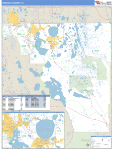 Osceola County, Florida Zip Code Wall Map