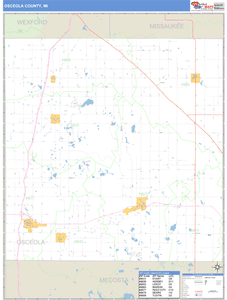 Osceola County, Michigan Zip Code Wall Map