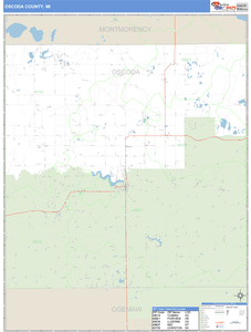 Oscoda County, Michigan Zip Code Wall Map