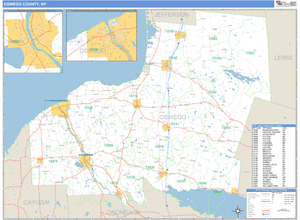 Oswego County, New York Zip Code Wall Map