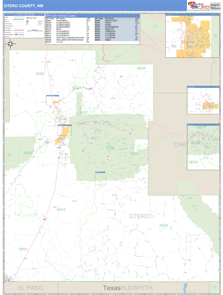 Otero County, New Mexico Zip Code Wall Map Market Maps (IDI)