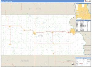 Otoe County, Nebraska Zip Code Wall Map