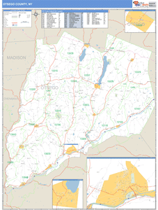 Otsego County, New York Zip Code Wall Map