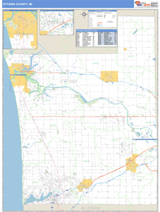 Ottawa County, Michigan Zip Code Wall Map