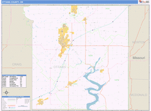 Ottawa County, Oklahoma Zip Code Wall Map