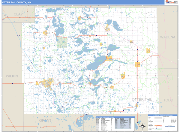 Otter Tail County, Minnesota Zip Code Wall Map Market Maps (IDI)