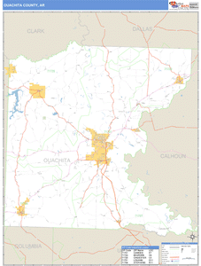 Ouachita County, Arkansas Zip Code Wall Map