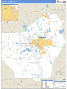 Ouachita County, Louisiana Zip Code Wall Map