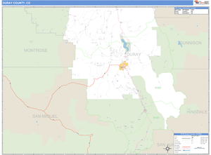 Ouray County, Colorado Zip Code Wall Map