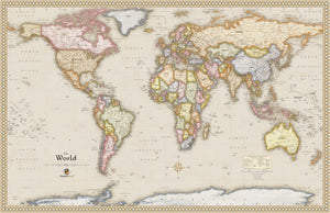 Antique Style World Wall Map