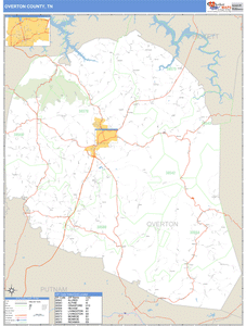Overton County, Tennessee Zip Code Wall Map