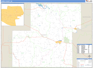 Owen County, Indiana Zip Code Wall Map