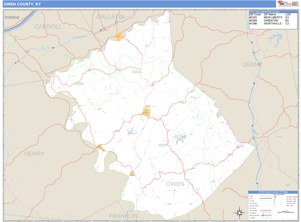 Owen County, Kentucky Zip Code Wall Map Market Maps (IDI)