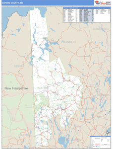 Oxford County, Maine Zip Code Wall Map