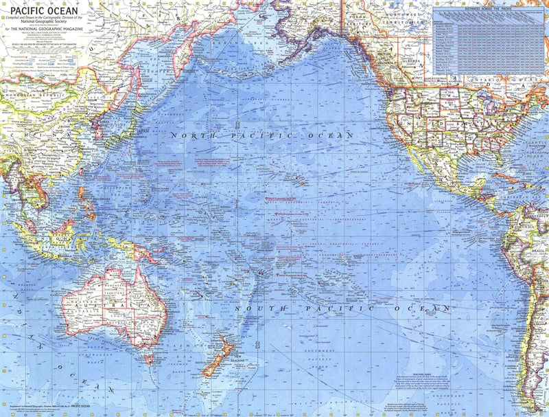 Pacific Ocean Map 1969 Maps.com