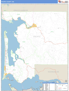 Pacific County, Washington Zip Code Wall Map