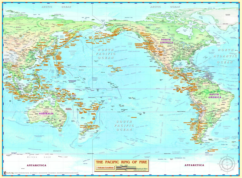 Ring of Fire Pacific Ocean Wall Map Maps.com