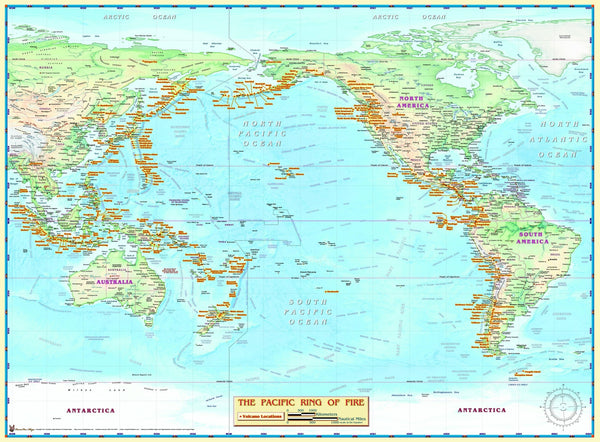 Ring of Fire Pacific Ocean Wall Map Maps.com