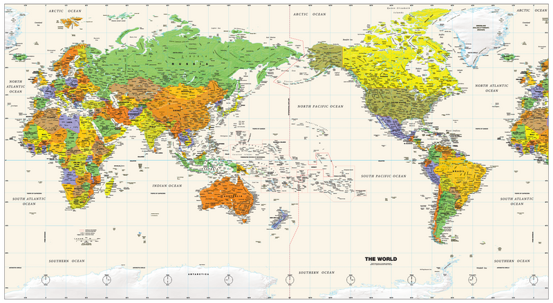 Pacific Centered World Wall Map Maps.com