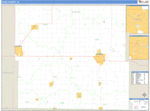 Page County, Iowa Zip Code Wall Map