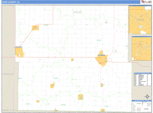 Page County, Iowa Zip Code Wall Map Market Maps (IDI)