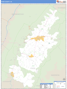 Page County, Virginia Zip Code Wall Map
