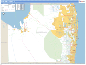 Palm Beach County, Florida Zip Code Wall Map
