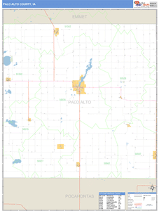 Palo Alto County, Iowa Zip Code Wall Map