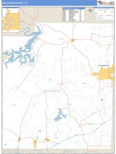 Palo Pinto County, Texas Zip Code Wall Map