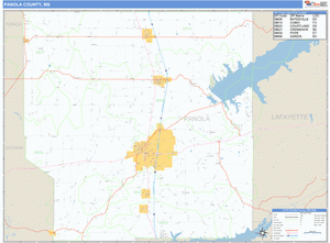 Panola County, Mississippi Zip Code Wall Map