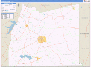 Panola County, Texas Zip Code Wall Map