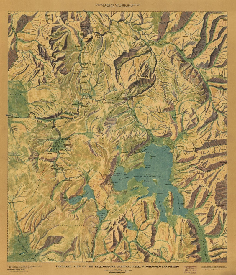 Panoramic Map of the Yellowstone National Park, Wyoming-Montana-Idaho Maps.com