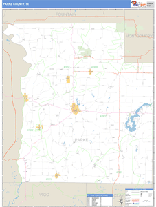 Parke County, Indiana Zip Code Wall Map