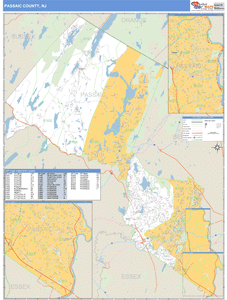 Passaic County, New Jersey Zip Code Wall Map