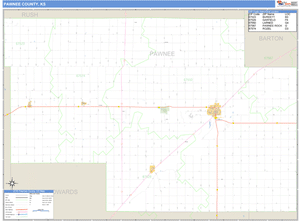 Pawnee County, Kansas Zip Code Wall Map