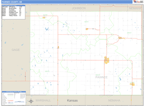 Pawnee County, Nebraska Zip Code Wall Map