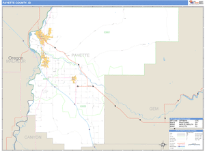 Payette County, Idaho Zip Code Wall Map