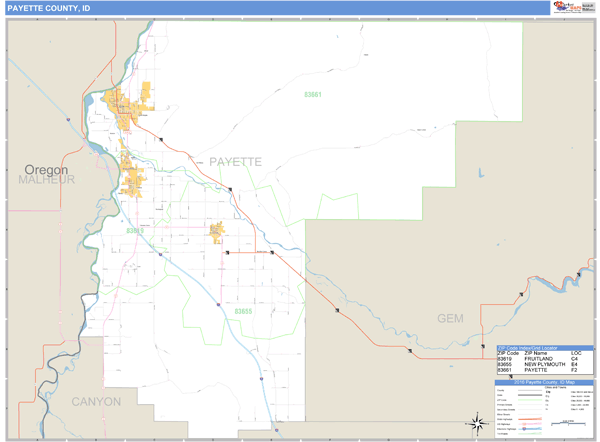 Payette County, Idaho Zip Code Wall Map Market Maps (IDI)