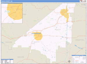 Peach County, Georgia Zip Code Wall Map