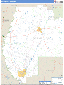Pearl River County, Mississippi Zip Code Wall Map