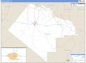 Pecos County, Texas Zip Code Wall Map