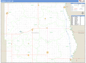 Pembina County, North Dakota Zip Code Wall Map