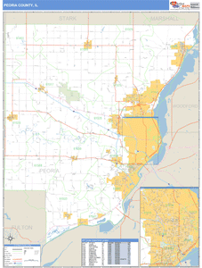 Peoria County, Illinois Zip Code Wall Map