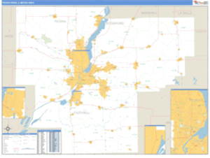 Peoria-Pekin, Illinois Metro Area Wall Map